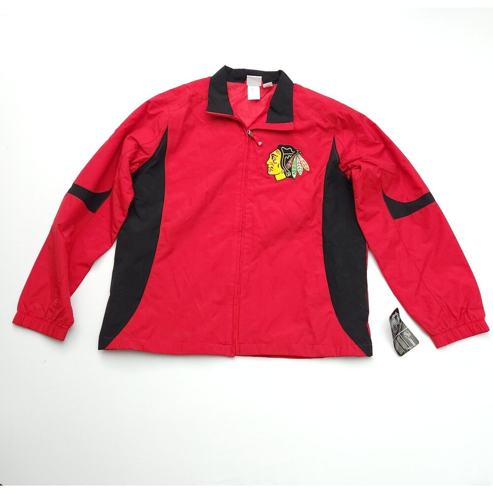 Chicago Blackhawks Jacket Mens Medium Full Zip Windbreaker  Majestic NHL